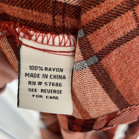 Burnt orange plaid womens button down size medium - Picture 5 of 5